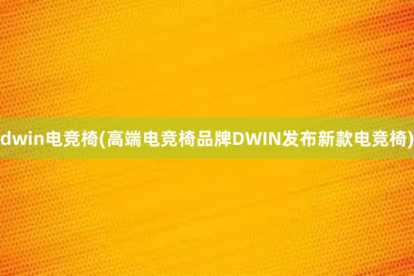 dwin电竞椅(高端电竞椅品牌DWIN发布新款电竞椅)