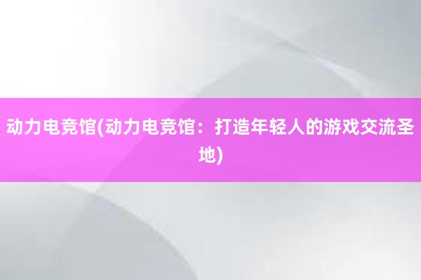 动力电竞馆(动力电竞馆：打造年轻人的游戏交流圣地)