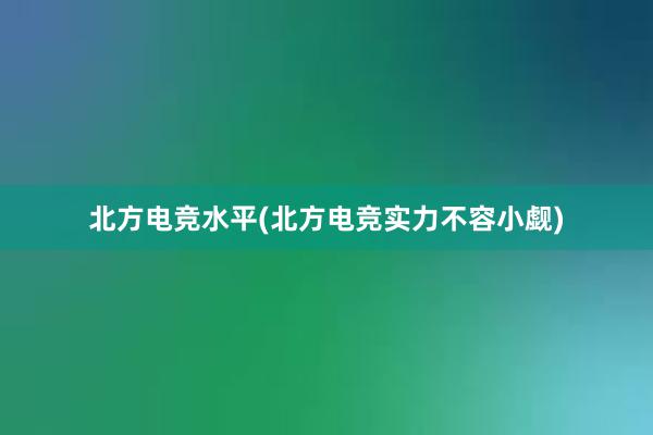 北方电竞水平(北方电竞实力不容小觑)