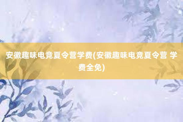 安徽趣味电竞夏令营学费(安徽趣味电竞夏令营 学费全免)