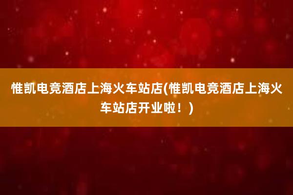 惟凯电竞酒店上海火车站店(惟凯电竞酒店上海火车站店开业啦！)