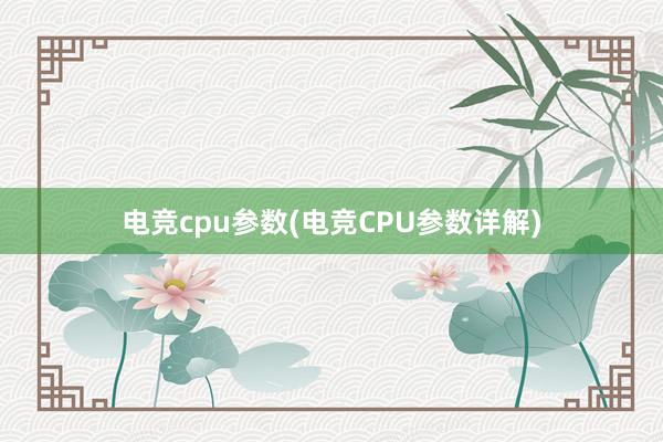 电竞cpu参数(电竞CPU参数详解)