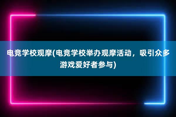 电竞学校观摩(电竞学校举办观摩活动，吸引众多游戏爱好者参与)