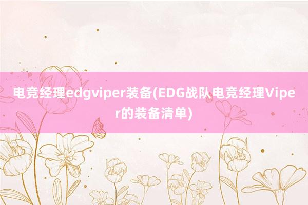 电竞经理edgviper装备(EDG战队电竞经理Viper的装备清单)