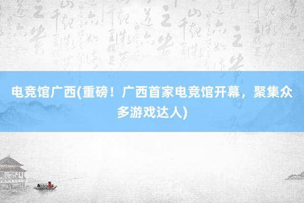 电竞馆广西(重磅！广西首家电竞馆开幕，聚集众多游戏达人)