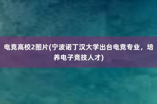 电竞高校2图片(宁波诺丁汉大学出台电竞专业，培养电子竞技人才)