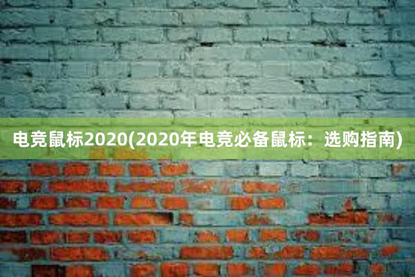 电竞鼠标2020(2020年电竞必备鼠标：选购指南)