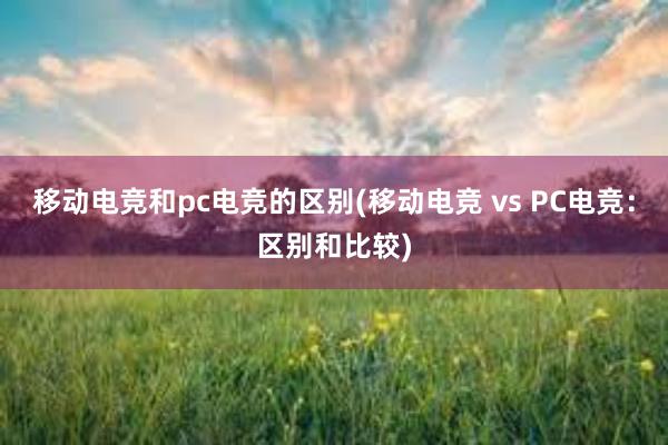 移动电竞和pc电竞的区别(移动电竞 vs PC电竞：区别和比较)