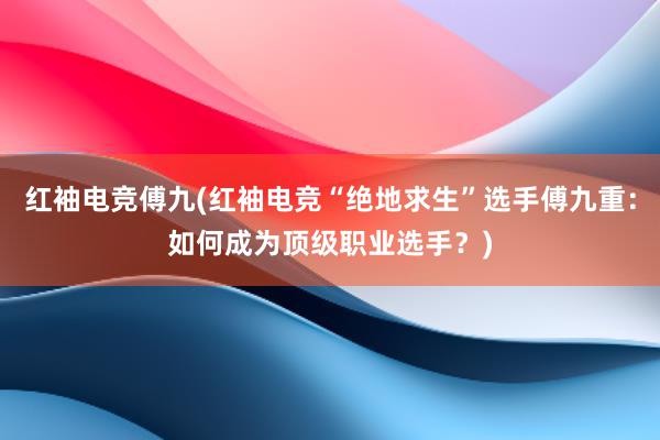 红袖电竞傅九(红袖电竞“绝地求生”选手傅九重：如何成为顶级职业选手？)