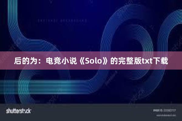 后的为：电竞小说《Solo》的完整版txt下载