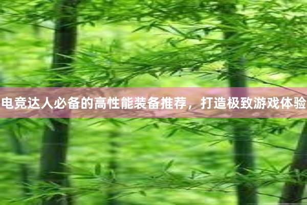 电竞达人必备的高性能装备推荐，打造极致游戏体验