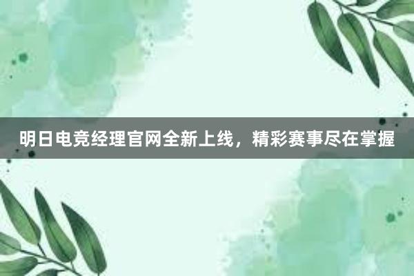 明日电竞经理官网全新上线，精彩赛事尽在掌握