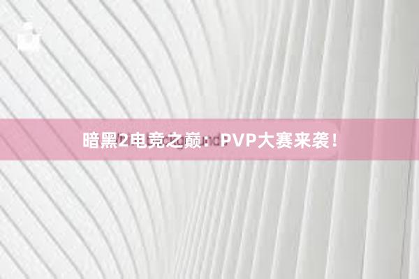 暗黑2电竞之巅：PVP大赛来袭！