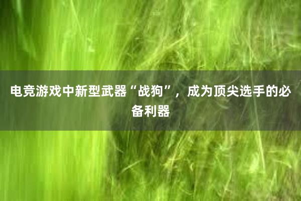 电竞游戏中新型武器“战狗”，成为顶尖选手的必备利器