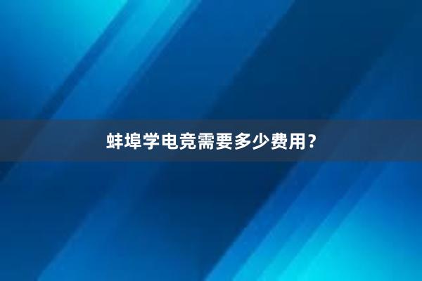 蚌埠学电竞需要多少费用？