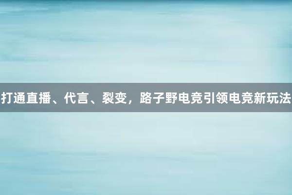 打通直播、代言、裂变，路子野电竞引领电竞新玩法